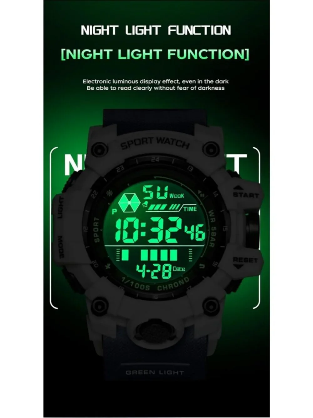 Men's Green Analog Quartz Electronic Military Multifunction LED Digital Watch